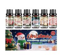 Christmas Scented Oils, 6-Piece Holiday Candle Making Scented Oil, Long-Lasting Scent for Party Candy Cane Cranberry Mold Soap Candle Adults Living Room Bedroom