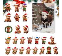 Christmas Scottish Highland Shoe Advent Countdown Calendar 2025 | 2D Acrylic Decoration 24-Day Countdown | Decoration Ornaments | For Holiday Home Family Tree Window Wall Car's