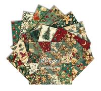 Christmas Scrapbook Paper 6x6 Inch - 24 Sheets (12 Unique Designs) Single Sided Acid-Free Cardstock Greeting Card Vintage Festive Patterns for Handmade Gift Journaling Craft Kits (D, 6×6)