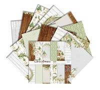 Christmas Scrapbook Paper 6x6 Inch - 24 Sheets (12 Unique Designs) Single Sided Acid-Free Cardstock Greeting Card Vintage Festive Patterns for Handmade Gift Journaling Craft Kits (K, 6×6)