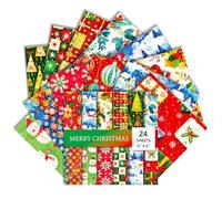 Christmas Scrapbook Paper 6x6 Inches 24 Sheets with 12 Festive Vintage Patterns Single Sided Cardstock for Holiday Cards, Journaling, and Crafting Supplies (S, 6×6)