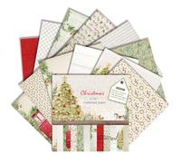 Christmas Scrapbook Paper 6x6 Inches 24 Sheets with 12 Festive Vintage Patterns Single Sided Cardstock for Holiday Cards, Journaling, and Crafting Supplies (H, 6×6)