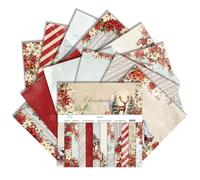 Christmas Scrapbook Paper 6x6 Inches 24 Sheets with 12 Festive Vintage Patterns Single Sided Cardstock for Holiday Cards, Journaling, and Crafting Supplies (L, 6×6)