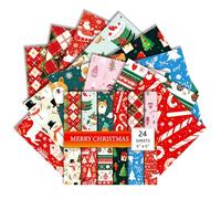 Christmas Scrapbook Paper 6x6 Inches 24 Sheets with 12 Festive Vintage Patterns Single Sided Cardstock for Holiday Cards, Journaling, and Crafting Supplies (T, 6×6)