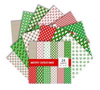 Christmas Scrapbook Paper 6x6 Inches 24 Sheets with 12 Festive Vintage Patterns Single Sided Cardstock for Holiday Cards, Journaling, and Crafting Supplies (N, 6×6)