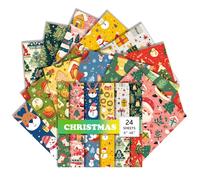 Christmas Scrapbook Paper 6x6 Inches 24 Sheets with 12 Festive Vintage Patterns Single Sided Cardstock for Holiday Cards, Journaling, and Crafting Supplies (U, 6×6)