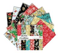 Christmas Scrapbook Paper 6x6 Inches 24 Sheets with 12 Festive Vintage Patterns Single Sided Cardstock for Holiday Cards, Journaling, and Crafting Supplies (J, 6×6)