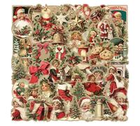Christmas Scrapbook Stickers,50 Piece Phone Case Stickers - Vintage Decals Crafts Waterproof Decorations for Car Bottle Door Glass Fridge Window Home Indoor
