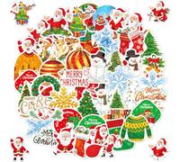 Christmas Scrapbooks Stickers - Christmas Stocking Fillers Kids, 50 PCS Self Adhesive Xmas Holographic Shiny Stickers for Water Bottles Laptops School Rewards Skateboards Party Favors Gift Wrap