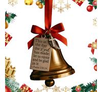 Christmas Scripture Bells - Antique Inspired Christmas Decorations Set, Faith Based Hanging Decorative Bells Seasonal Religious Display Classical | for Wall Shelf