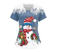 Christmas Scrub Tops Beauty Salon Nurses Top Doctors Hospital V Neck Beauty Tunic Healthcare Tunics Women's Nurse Scrubs Nursing Cat Grooming V-Neck Doctors Hospital Uniform Healthcare Tunics