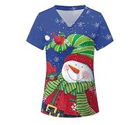Christmas Scrub Tops Classic Fit Care Uniform Cat Grooming Xmas Graphic V-Neck Carers Uniform Nurse Uniforms Santa Claus Doctors Hospital Nurses Top Healthcare Tunic Christmas Health Care Workers