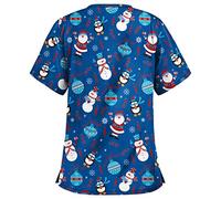 Christmas Scrubs Cat Grooming Dog Grooming Workwear Uniform Work Tops Uniform Tunics Nurse Uniforms Women UK Beauty Tunic Care Work Shirt V-Neck Short Sleeve Santa Claus Healthcare Tunic