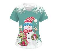 Christmas Scrubs Nursing Cat Grooming Doctors Hospital Beauty Tunic Santa Print Ladies Scrubs Uniforms Women Uk Care Work Shirt Workwear Nursing Xmas Reindeer Doctors Hospital Health Care Workers