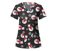 Christmas Scrubs Top Nurses Top Care Uniform Care Work Shirt Classic Fit Beauty Tunic Ladies Scrubs Nurses Uniform Wrap Mock Doctors Hospital Beauty Tunic Nursing Work Tunics Healthcare Tunics Black