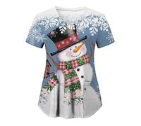 Christmas Scrubs Tops Nurse Care Uniform Cute Print Uniform Work Tops Beauty Salon Uniform Tunics Beauty Uniforms Christmas Work Tunics Work Tops Care Uniform Nurses Top for Career Day