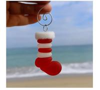 Christmas Sea Glass Ornaments,Handmade Sea Glass Christmas Tree Hanging Decor with Gnome, Santa Stocking, Snowman & Angel,3D Seas Glasses Set,for Ocean Lovers & Christmase Tree Decor (#D)