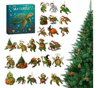 Christmas Sea Turtle Advent - 24 Days 2D Acrylic Decor | Sea Turtles Christmas Tree Ornament 2025 Countdown Calendar - for Holiday Home Car Wall Window Door Adults Kids Party Favors Handy and professi