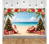 Christmas Seaside Beach Photography Backdrop Party Decoration Banner 1.5x1m