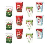 Christmas Season Candy Box 12Pcs Paper 12x7x7cm for Marshmallows | Festive Pattern, Portable Serving, Not Easily Deformed, for Christmas Party Movie Night Snacks