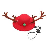 Christmas Season Decorative PET Hat with Soft Fabric Reindeer Antlers | Lightweight Breathable Comfort, Adjustable Elastic Band, Cute Party Cap for Small Pets