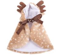 Christmas Season Deer Shaped Dog Cape Costume Adjustable Wool Warm | Cute Cartoon Style for Dogs and Cats, Breathable Tie Closure, PET Parade Photo Shoots