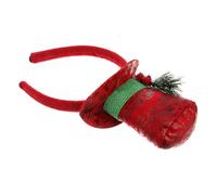 Christmas Season Hairband Hat Headband with Red Glittery | Plush Plastic, Red Berries and Green Leaves, for Office Holiday Parties and Festive Costumes