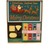 Christmas Selection Box - Nutcracker Hot Chocolate Selection & Clotted Cream Shortbread Biscuits | Festive Santa Sleigh Tin (250g) Boxed Treatz