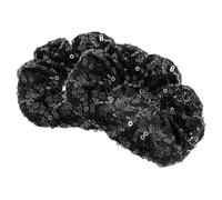 Christmas Sequin Hair Ties 2pcs Cloth Elastic Ropes for Ponytails | Black Silk Chiffon Finish, Festive Sparkle for Night out Looks, Secure Braids and Lady Styling