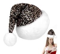 Christmas Sequin Santa Hat,Sparkly Black Gold Christmas Sequin Hat for Adults,Luxury Santa Hats Christmas Cap Santa Claus Hats Father Xmas Costume Fancy Dress Accessory for Xmas New Year Party