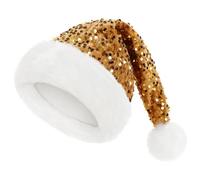 Christmas Sequin Santa Hat,Sparkly Gold Christmas Sequin Hat for Adults,Luxury Santa Hats Christmas Cap Santa Claus Hats Father Xmas Costume Fancy Dress Accessory for Xmas New Year Party Supplies