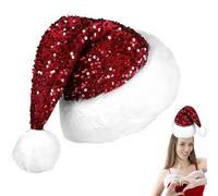 Christmas Sequin Santa Hat,Sparkly Red Christmas Sequin Hat for Adults,Luxury Santa Hats Christmas Cap Santa Claus Hats Father Xmas Costume Fancy Dress Accessory for Xmas New Year Party Supplies