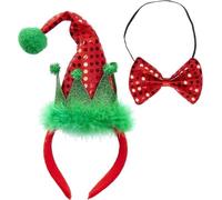WIDMANN 04162 - Mini Santa Claus Hat With 2 Bells And Bow Tie In Sequins, Adult Unisex, Party, Theme Parties