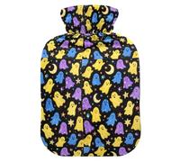 Christmas Sequined Colorful Ghosts Water Bottle for Hot Water with Soft Cover, 1L Water Bottle Bag for Neck and Shoulder Pain Relief