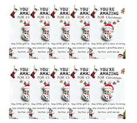 Christmas Series Holiday Cards, 10 Pcs Little Pocket Hug Christmas Gifts Cards, Bulk Resin Positive Pocket Hug Token Emotional Appreciation Gifts for Xmas Coworker Staff Family Friends (F)