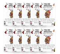 Christmas Series Holiday Cards, 10 Pcs Little Pocket Hug Christmas Gifts Cards, Bulk Resin Positive Pocket Hug Token Emotional Appreciation Gifts for Xmas Coworker Staff Family Friends (E)
