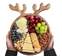 Christmas Serving Plate, Made of Wood, Rustic Presentation Serve, Tableware, Antler Shaped Serving Plates, Christmas Decoration, for Cheese, Snack, Food, Holidays, Buffet, Dinner, Home, Kitchen