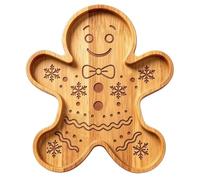 Christmas Serving Plates, Decorative Wooden Snack Board for the | Divided Christmas Serving Platters for Fruit Sushi Nuts Snack Housewarming Party Family Gingerbread Man