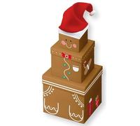 Christmas Set of 3 Novelty Stackable Nest Boxes Present Christmas Characters Kids Hamper Gift Set Santa/Ginderbread/Penguin/Snowman/Elf/Xmas Tree (X-31088-BXC)