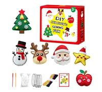 Christmas Sewing Kits, 6pc Christmas Tree Ornament, Arts And Crafts Decoration Sets For Kids, Include Santa Reindeer Snowman Star For Boy Girl