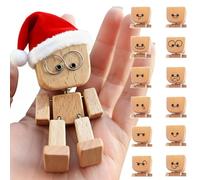 Christmas Shaking Wooden Man Figurine, Handmade Wooden Dashboard Toys with 12 Funny Faces, Swaying Car Ornament, Magnetic Bobble Figure, for Friends and Family (1Pcs) (1Pcs)