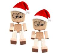 Christmas Shaking Wooden Man Figurine, Handmade Wooden Dashboard Toys with 12 Funny Faces, Swaying Car Ornament, Magnetic Bobble Figure, for Friends and Family (2Pcs) (2Pcs)