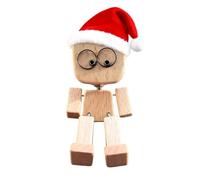 Christmas Shaking Wooden Man Figurine, Shaking Feet Wooden Dashboard Toy with Car 12 Magnetic Funny Ornament, Faces, Swaying