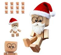 Christmas Shaking Wooden Man for Dashboard, Little Wooden Man Figure with Spring Legs for Car, Handmade Shaking Feet Doll with 12 Magnetic Faces, Creative Desktop Decoration(Style B)