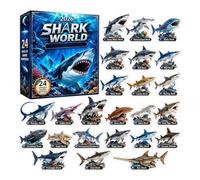 Christmas Shark Countdown Calendar -24 Days Collectible Desk Ornament, | 38x27cm/14.96x10.63 inches Christmas Calendar for Holiday Party, Table, Cabinet, Bookshelf, Living Room, Bedroom