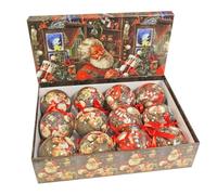 Christmas Shatterproof Baubles 12 Pack 75mm Tree Decoration Bauble In Matching Keepsake Box (Traditional Santa 3289)