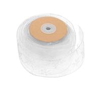 Christmas Sheer Glitter Ribbon Roll with Iron Wire for Decoration