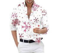 Christmas Shirt for Men- Shirts for Men Long Sleeve- Funny Crewneck Long Sleeve Novelty Jumpers Hawaiian Costume Festive Holiday Party Regular Fit Funny Funky Shirts Santa Gifts