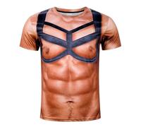 Christmas Shirt Men's Funny T-Shirts with 3D Fake Breast Hair Print Men's Crew Neck Cotton Shirt Xmas Funny Sweatshirt Comfortable Christmas Jumper Casual Shirt Men's Slim Fit, blue, XXL