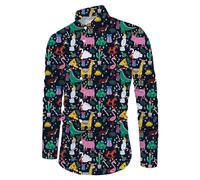 Christmas Shirt Men's Long Sleeve Shirt with Christmas Snowman Print Christmas Shirts Casual Shirt Men's Funny Printed Shirts Long Sleeve Shirt Christmas Pattern Christmas Shirt
